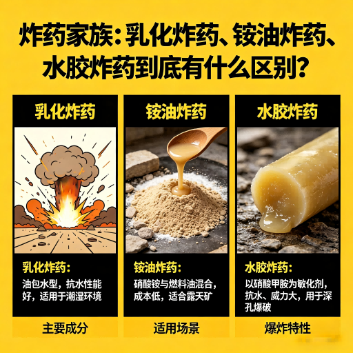 张家界炸药家族：乳化炸药、铵油炸药、水胶炸药到底有什么区别？